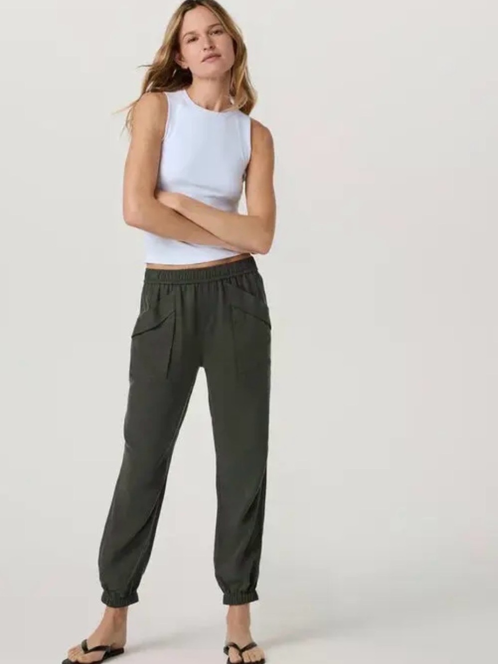 Vuori Women’s Kale Green Trestles Twill High Waisted Jogger Sweatpants Size XL